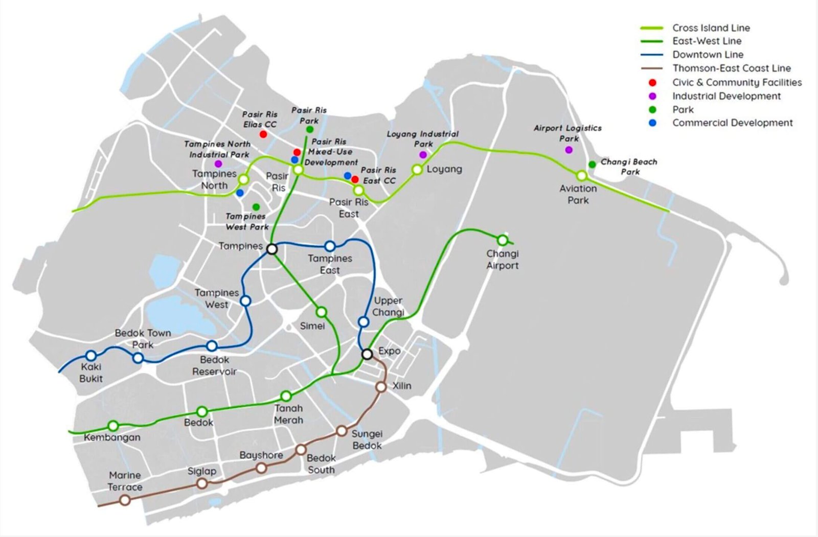 Tampines 5 new MRT stations on the Cross Island Line